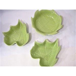 1980 California Originals USA Pottery Salad Bowl W/ Matching Side Serving Bowls